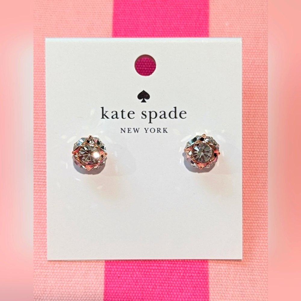 🆕KATE SPADE Lady Marmalade Crystal/Rose Gold Stud Earrings